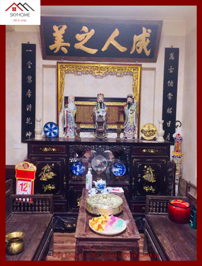 Hoành phi gỗ phòng thờ chữ Thành Nhân Chi Mỹ